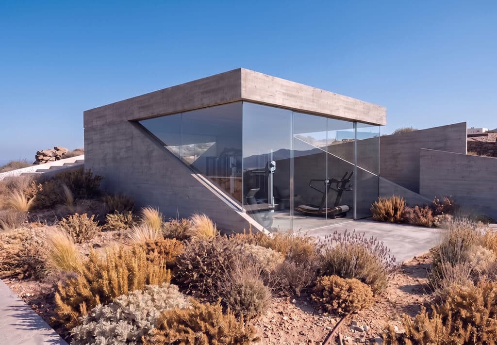 Wellness by the Sea Cyclades glass facade with sea view